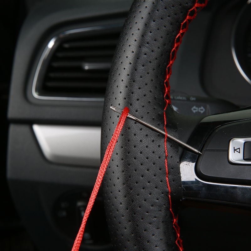 DIY Artificial Leather Steering Wheel Cover Kit Soft Texture, Needles & Braid Thread
