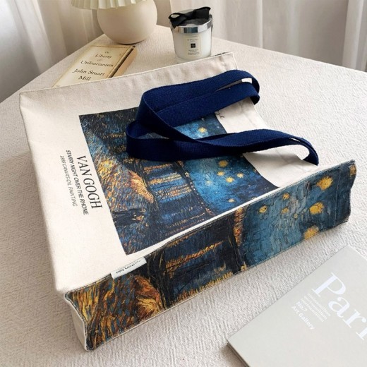 Van Gogh Museum Starry Sky On The Rhona River Zip Canvas Bag