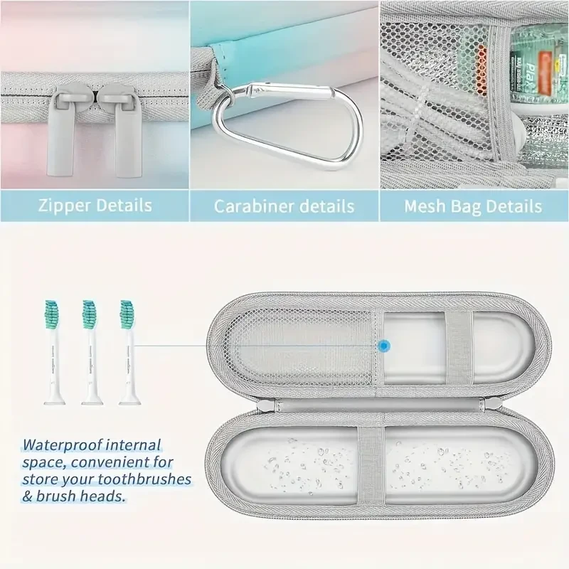Portable Electric Toothbrush Travel Case with Carabiner Clip