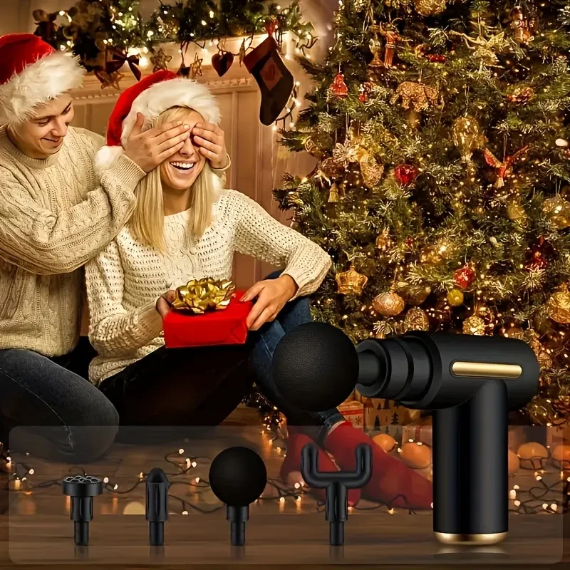 4pcs USB Massage Gun Set, Full Body Muscle Massager with LCD Display, Rechargeable Lithium Battery, Odorless Fitness Equipment, Portable High Torque Silent Motor