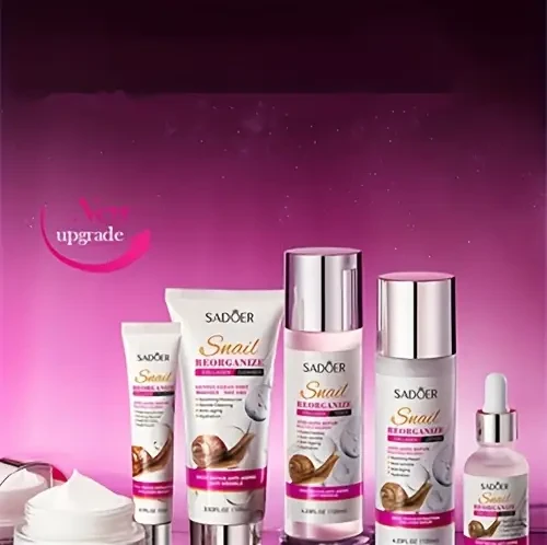 6pcs/set, Snail Recombinant Collagen Skincare Gift Set  Wrinkle Smoothing & Moisturizing Facial Serum, Cleanser, Eye Serum, Essence Cream, Toner, Sachet  For Dull Skin & Pore Shrinking