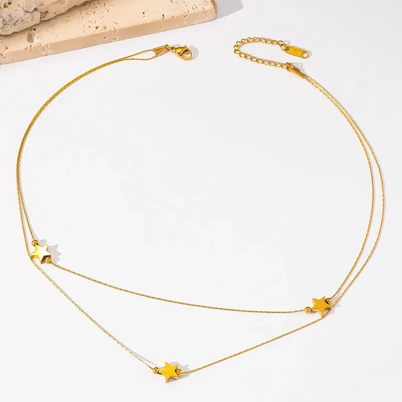 Simple Lucky Star Clavicle Chain Gold-plated Stainless Steel