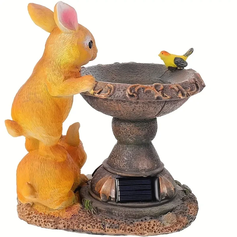 1pc, Outdoor Solar Light, Creative Double Rabbit Drinking Decoration