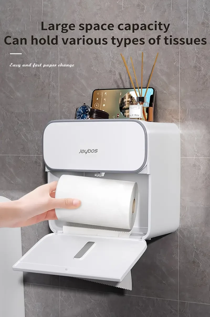 Waterproof Wall-Mounted Tissue Holder - Self-Adhesive, Space-Saving Storage for Bathroom & Living Room