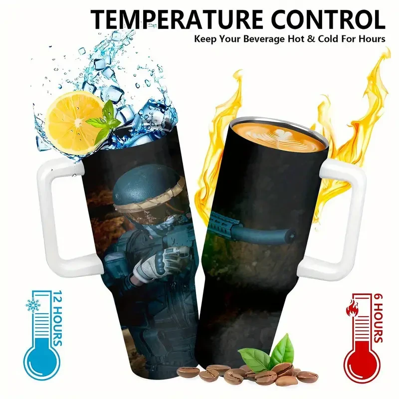 1pc 40Oz Playerunknown'S Battlegrounds Large Stainless Steel Water Bottle, Durable Water Containers, Drinking Cups, Summer Beverage Ware, Kitchen Essentials, Home Kitchen Products BBB12293