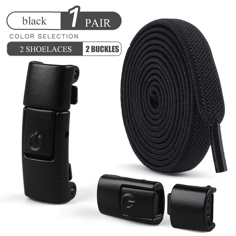 8mm No-Tie Elastic Shoe Laces with Press Lock  Widened Flat Shoelaces