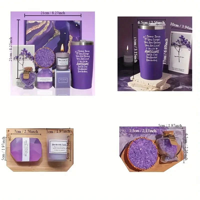 Hot Selling Bath Salt Gift Box Set Creative Gift Set Purple Crystal Theme Mother's Day Valentine's Day Best Friend Birthday Gift Shower Tablets