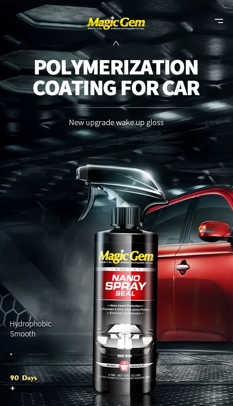 MAGIC GEM Nano Ceramic Car Coating - Hydrophobic Paint Protection Spray, Auto Detailing Wax & Sealant