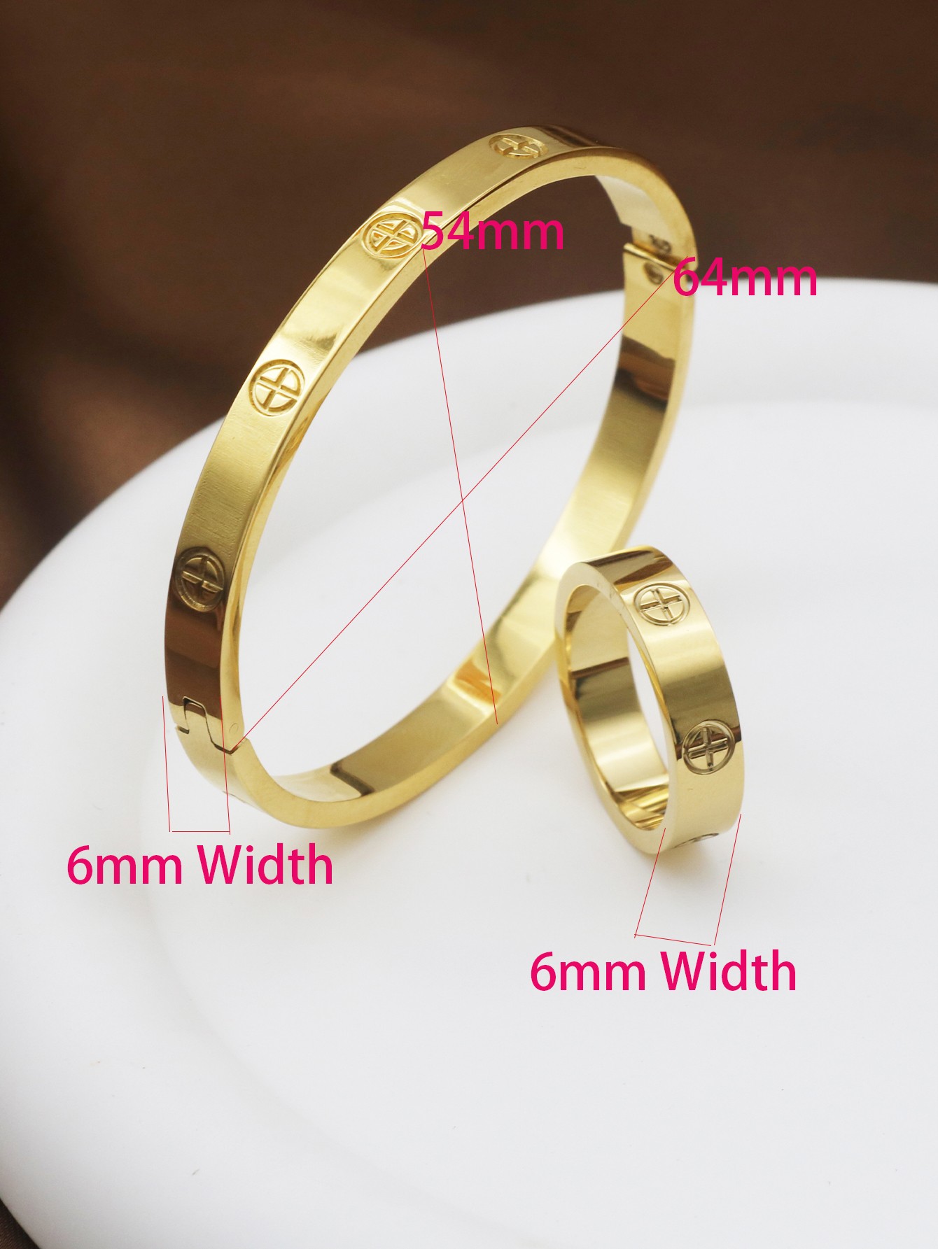 2pcs 6mm Width Fashion Design Couple Bracelets & Bangles Set
