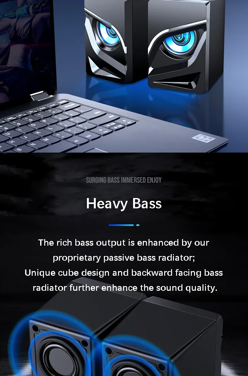 Maneuverable Desktop Computer Sound Bar Speakers