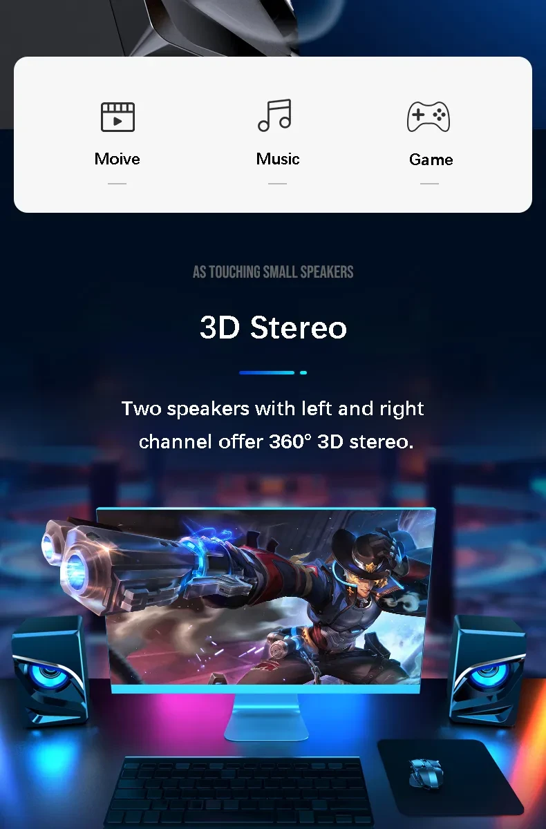 Maneuverable Desktop Computer Sound Bar Speakers