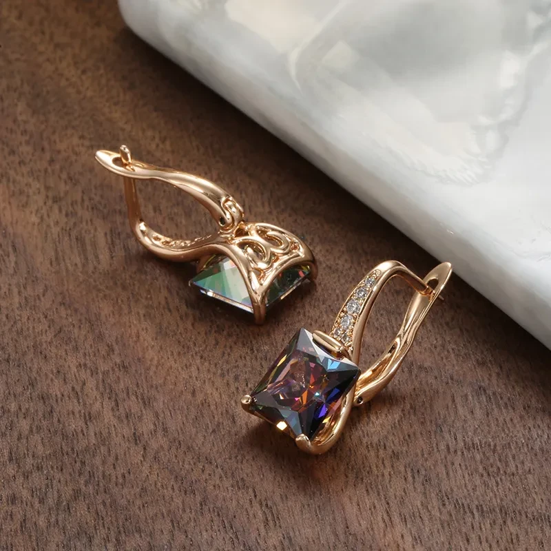 European And American Fashion Color Zircon Earrings For Women