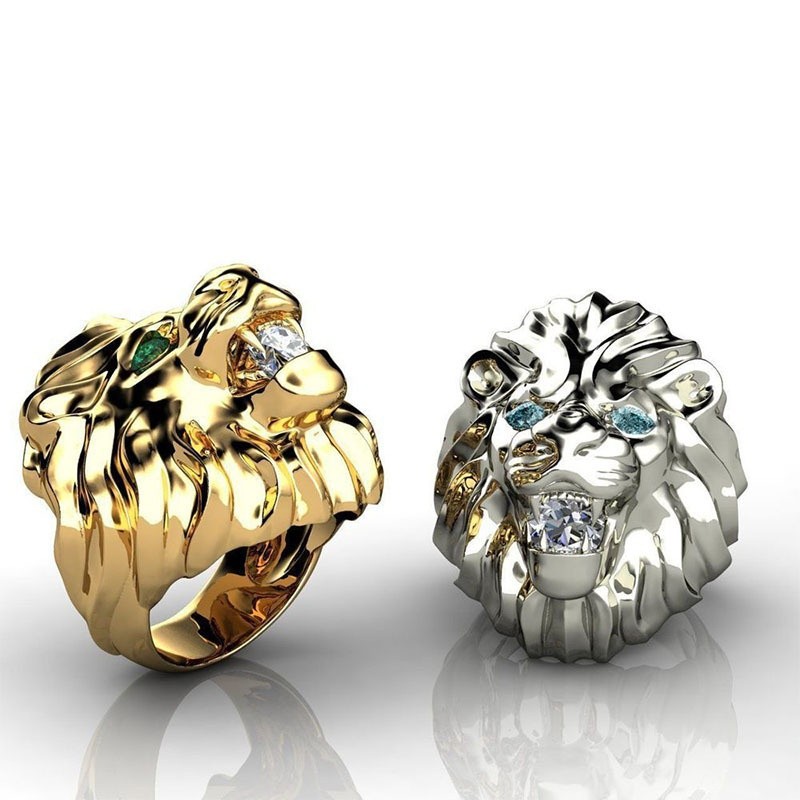 Fashion Stainless Steel Lion Head Ring - Bold Mens Retro Jewelry for NZ