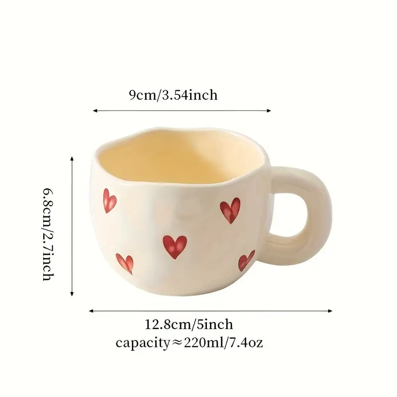 1pc Romantic Ceramic Coffee Mug 9.5oz - Charming Heart Pattern