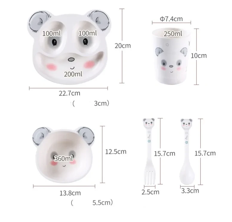 Children's Dinner Plate Bamboo Fiber Tableware Set