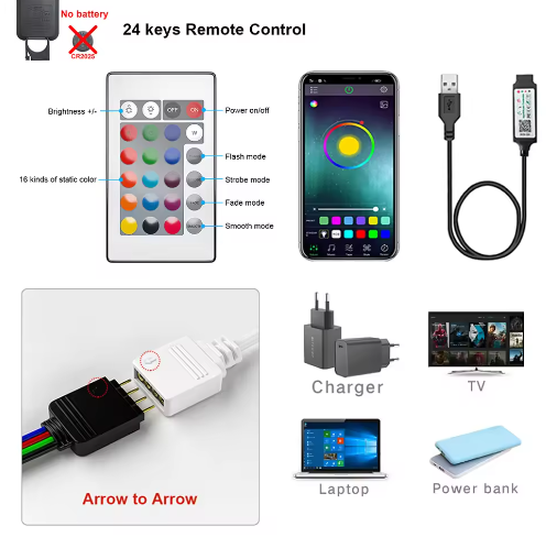 Tape Bluetooth USB LED Strip Light 5050 SMD 5V USB RGB Lights Flexible LED Lamp Tape Ribbon RGB Self-adhesive TV Desktop Diode