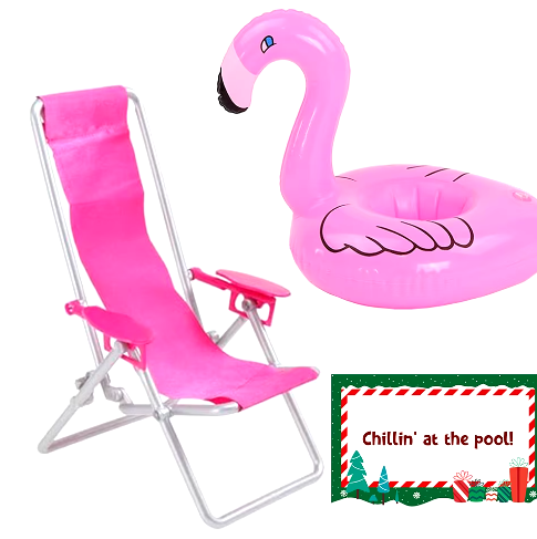 Creative Christmas ornament Mini Beach Chair Swimming Ring Set elf doll accessories