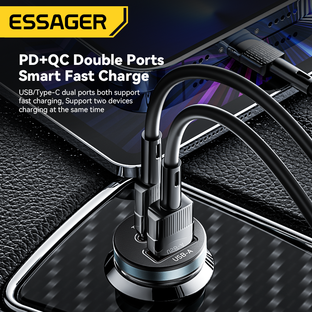 Essager 30W USB Car Charger - Quick Charge 4.0/3.0 with PD
