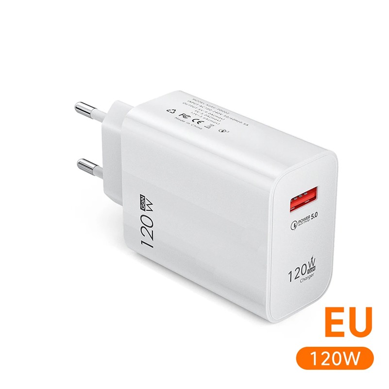 Original 120W Ultra Fast Charger with 6A Type-C USB Turbo Charging Cable