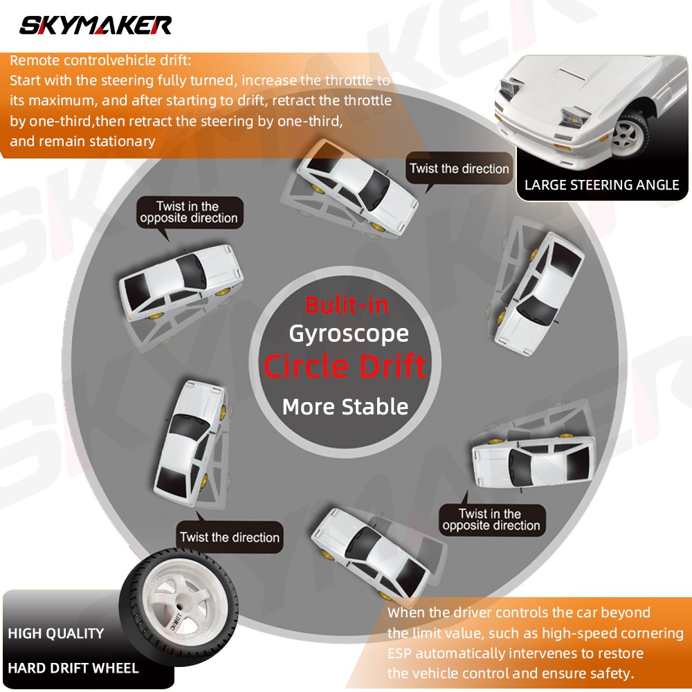 AE86 Model RX-7 FC 1:18 RC Drift Car - 2.4G Remote Control with ESP Gyroscope and LED