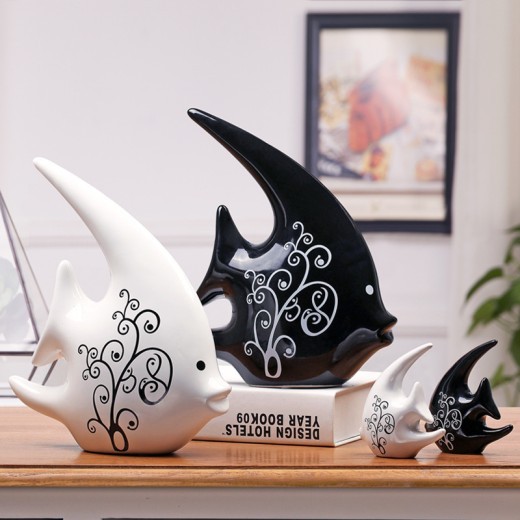 Creative Gift Ceramic Modern Black And White Couple Ornaments