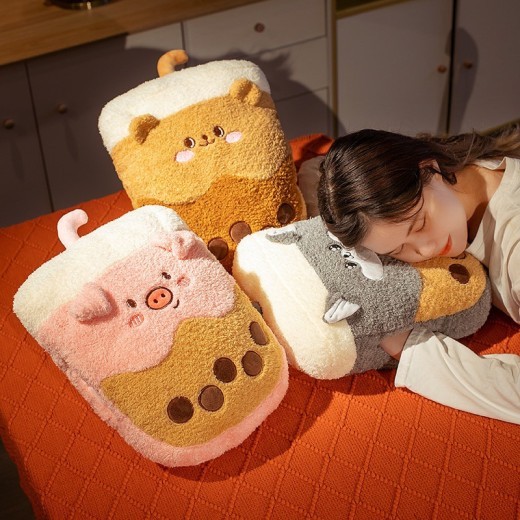 Plush Husky Bear Milk Tea Hand Warmer Gift