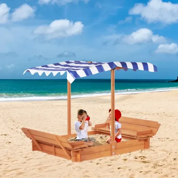 Kids Sandbox With Adjustable Cover