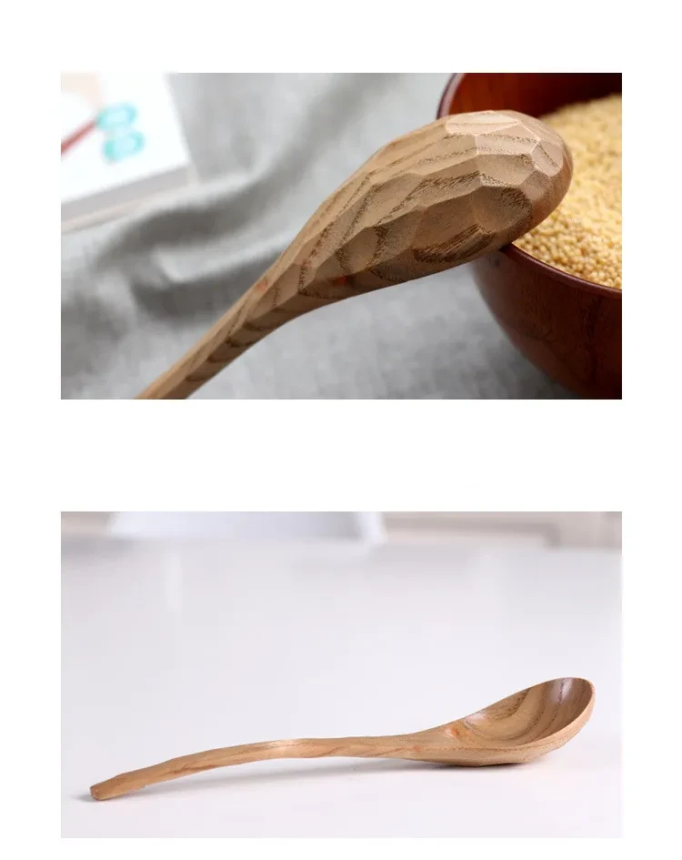 Creative Hammered Wooden Curved Spoon Tableware