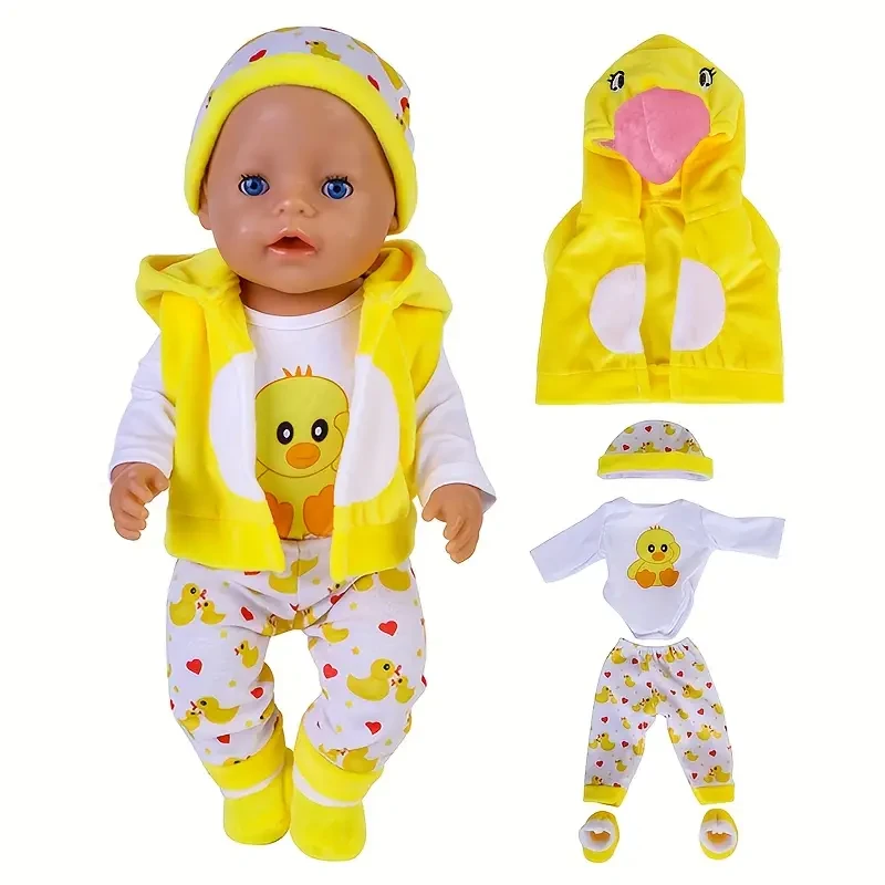 5pcs Set of Clothes for Cute Yellow Duck Toy Doll