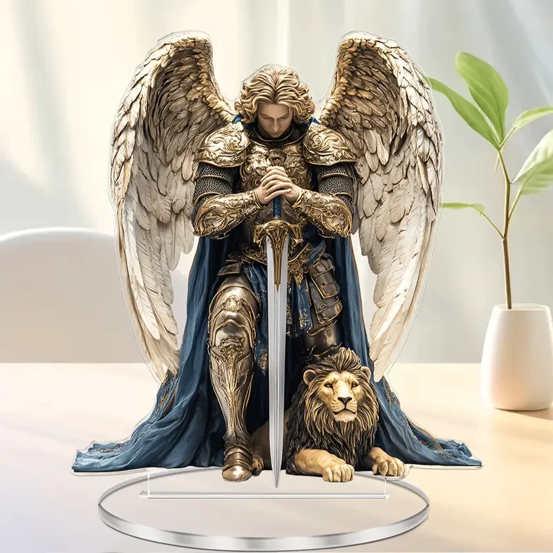 Elegant Archangel Michael Acrylic Desk Decor (16.0cm x 18.03cm)