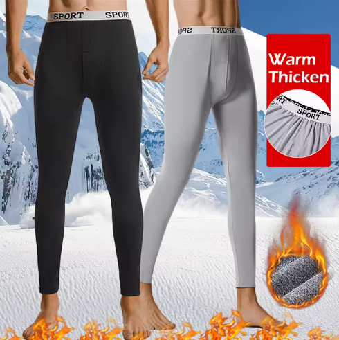 Thermal Underwear Men Thin Fleece Leggings Elastic Underpants Solid Color Render Pants Slim Men Clothing Soft
