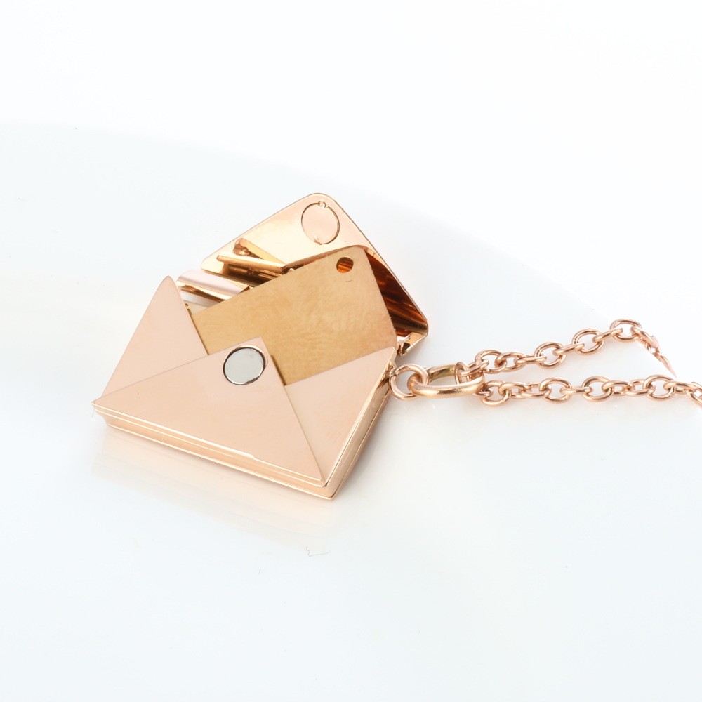 Peach Heart Envelope Necklace