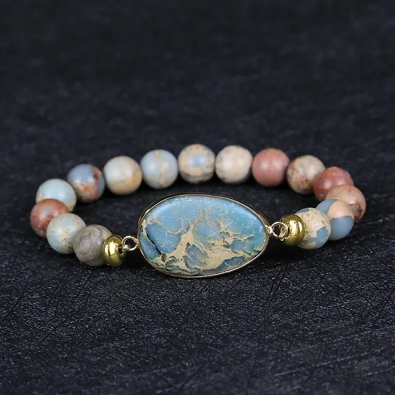 Retro Shoushan Stone Bracelet Men And Women Beaded Natural Stone