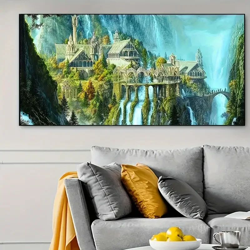 5D Artificial Diamond Art Painting Castle, Large Rhinestones Painting