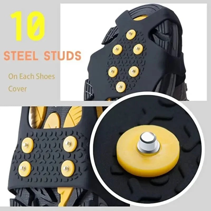 1 Pair 10-Studs Snow & Ice Climbing Anti-Slip Spikes