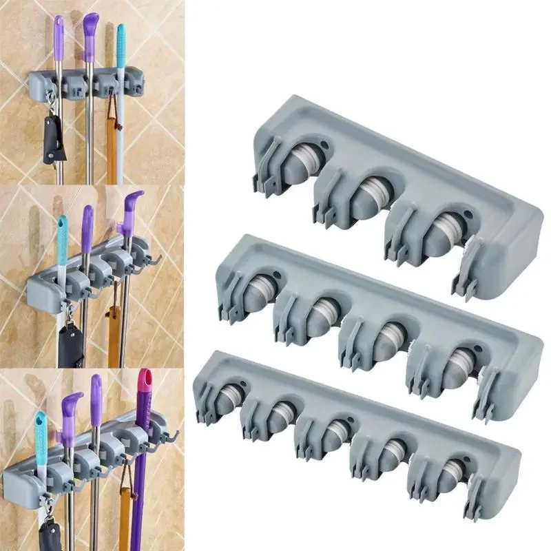 Wall-Mounted Kitchen Tool Storage Rack Mop Holder