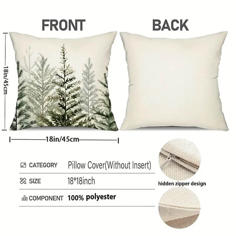 2pcs Rustic Christmas Tree Throw Pillow Covers, 45.72x45.72cm