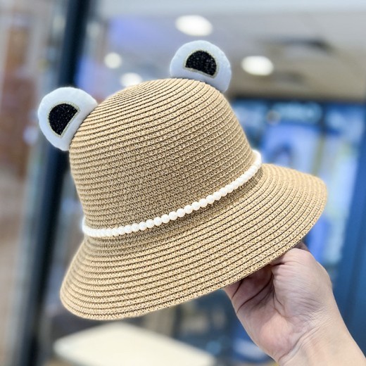 Little Bear Ears Fisherman Cute Simple Straw Hat