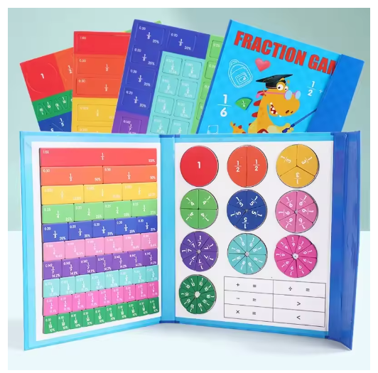Montessori Fraction Learning Math Toy Magnetic Arithmetic Teaching Aids Wooden Book Educational Toys for Children Christmas Gift
