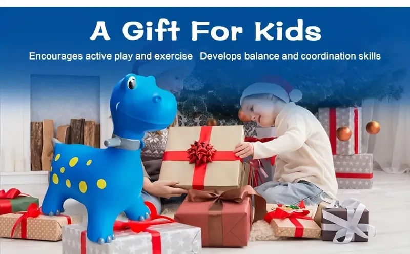 Blue Bouncy Dinosaur Toy - Durable PVC, Novelty Hopper for Youngsters & Adults, Perfect Birthday Gift