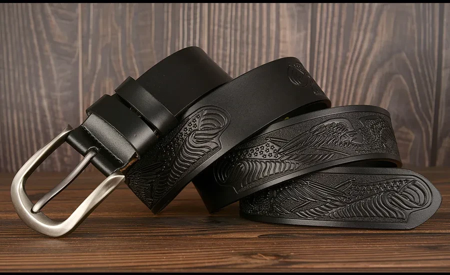 Men's Cut Cowhide Carved Belt