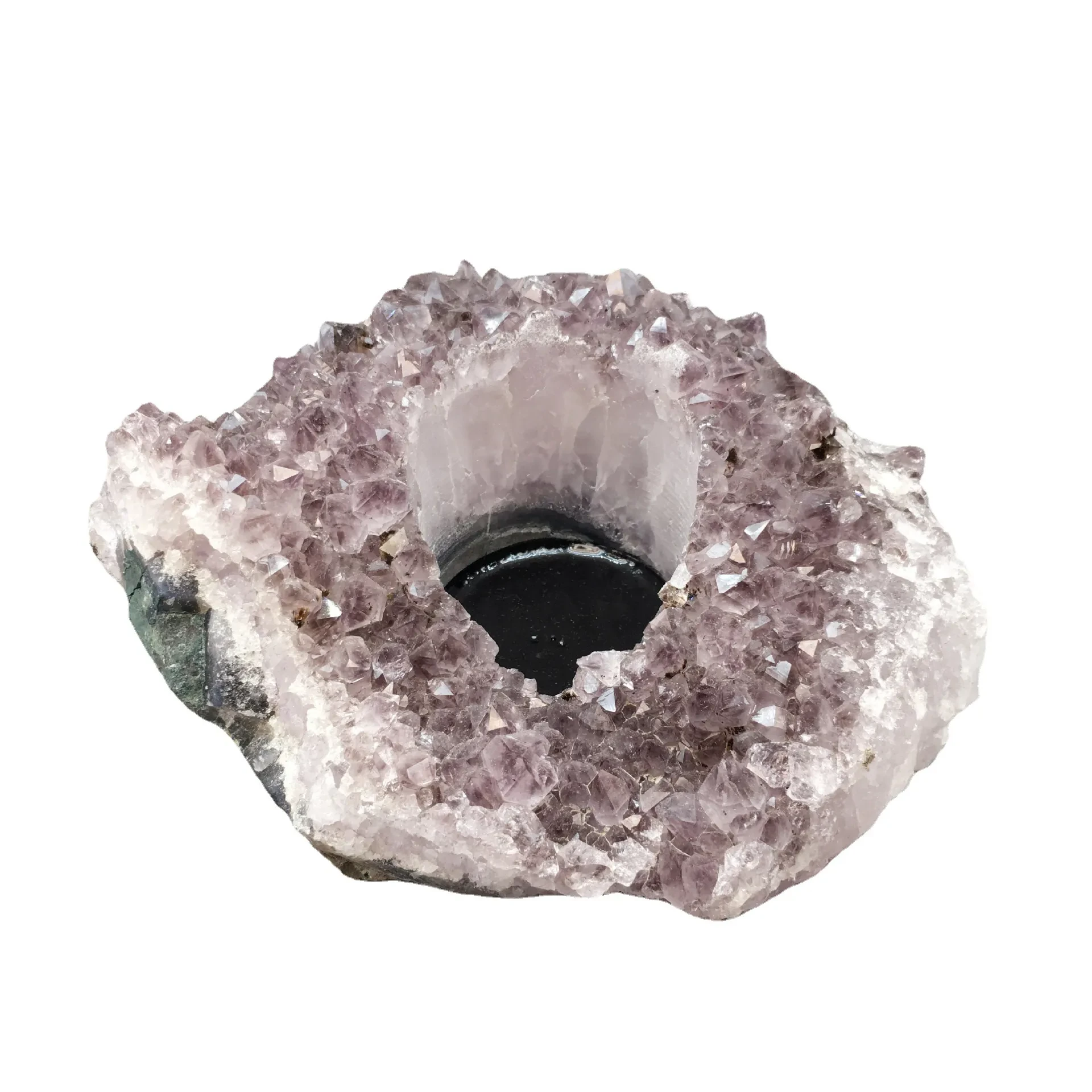Natural Amethyst Vug Candlestick Decoration Purple Vug Block Rough Stone