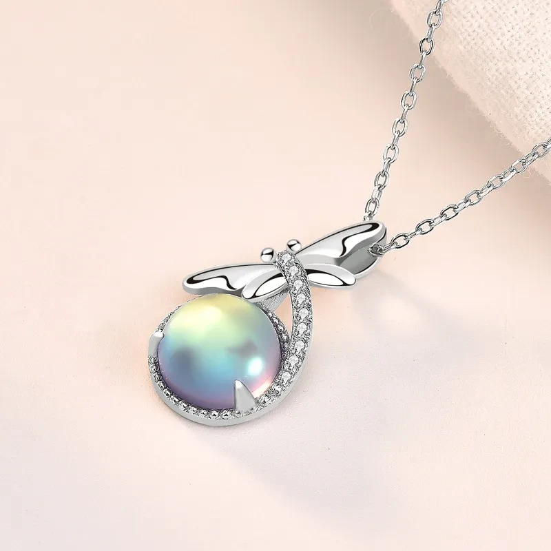 S925 Sterling Silver Necklace Female Micro Inlaid Stone Bone Lock Jewelry