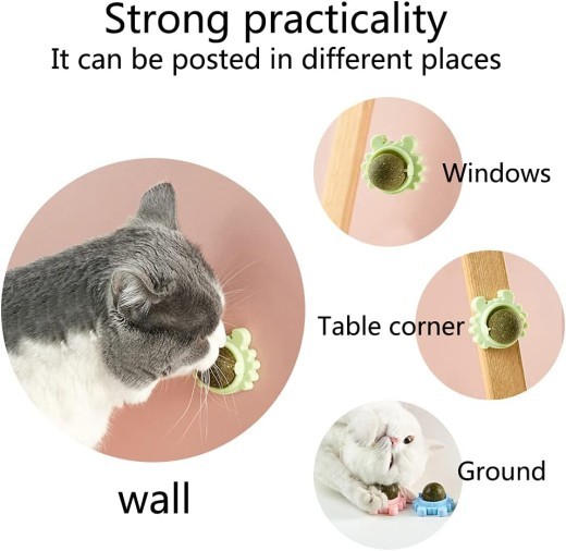 Catnip Wall Ball Piece Cat Toys Edible Cat Licking Toy Cat Chew Toy Teeth Cleaning Cat Bite Toy Rotatable Indoor Cat Toy Cat Wall Decoration