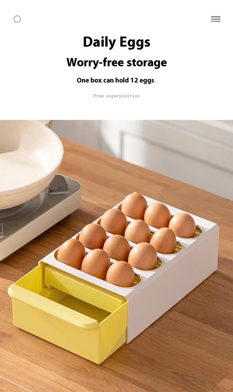 Household Kitchen Drawer-styled Fresh-keeping Egg Storage Box