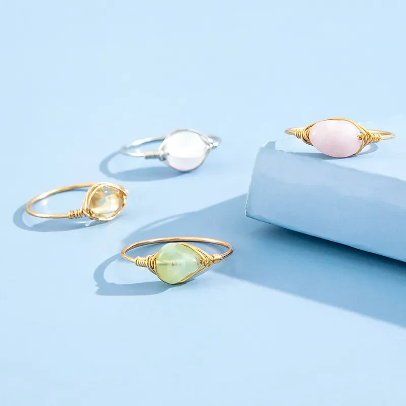 Fashion Niche Light Luxury Jewelry Natural Stone Ring Set Of 4pcs