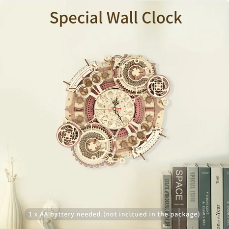 Robotime ROKR Zodiac Wall Clock 3D Wooden Puzzle Model Assembly Toys Gifts for Children Kids Teens LC601 Support Dropshipping