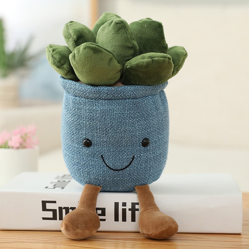 Smiling Face Succulent Tulip Green Plant Ornaments Rag Doll Balcony Decoration Plush Toy Doll
