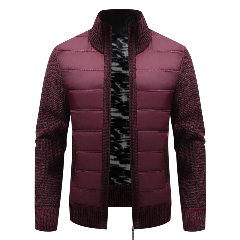 Mens Winter Warm Fleece-Lined Cardigan Jacket