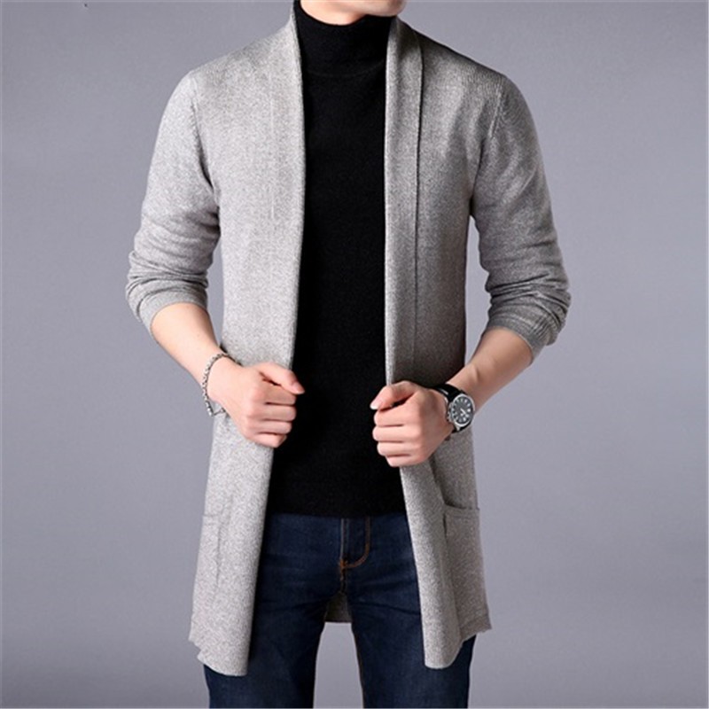 Mens Slim Long Knitted Sweater Coat